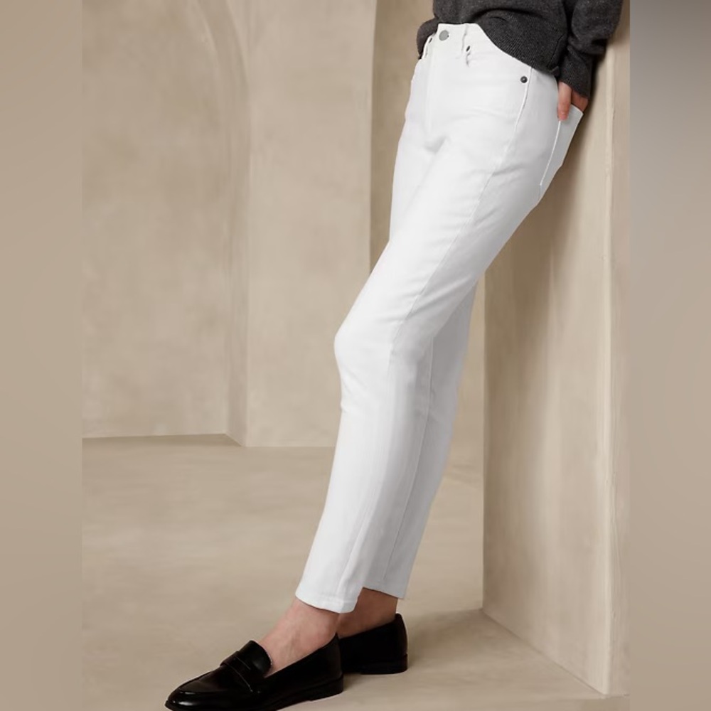 Banana Republic Cream Slim Mid-Rise Jeans